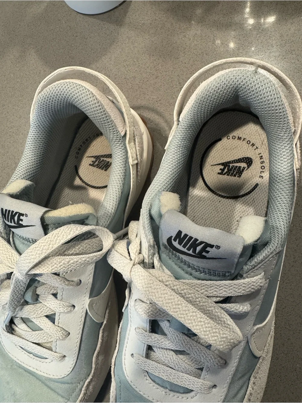 Nike Pale Blue and White Low-Top Sneakers